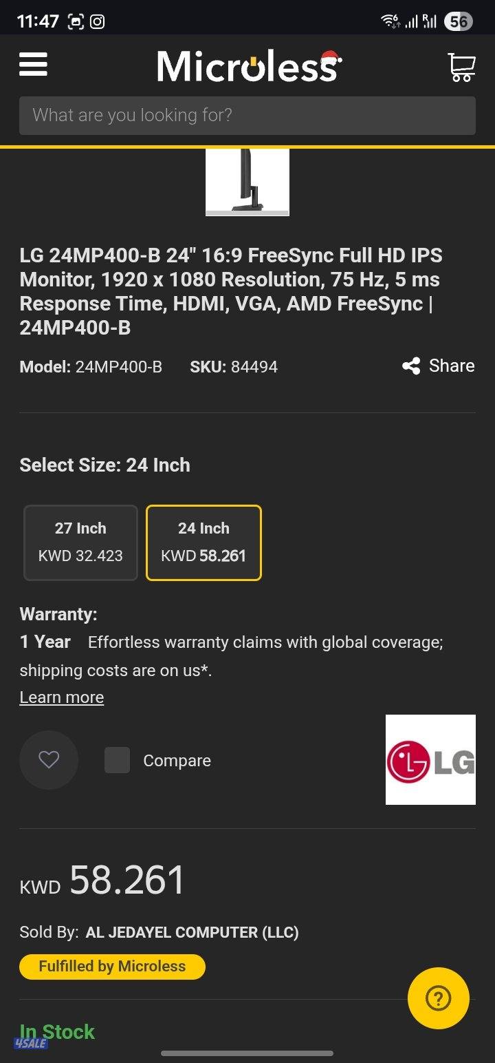 LG FHD Monitor - 24MP400 - B5