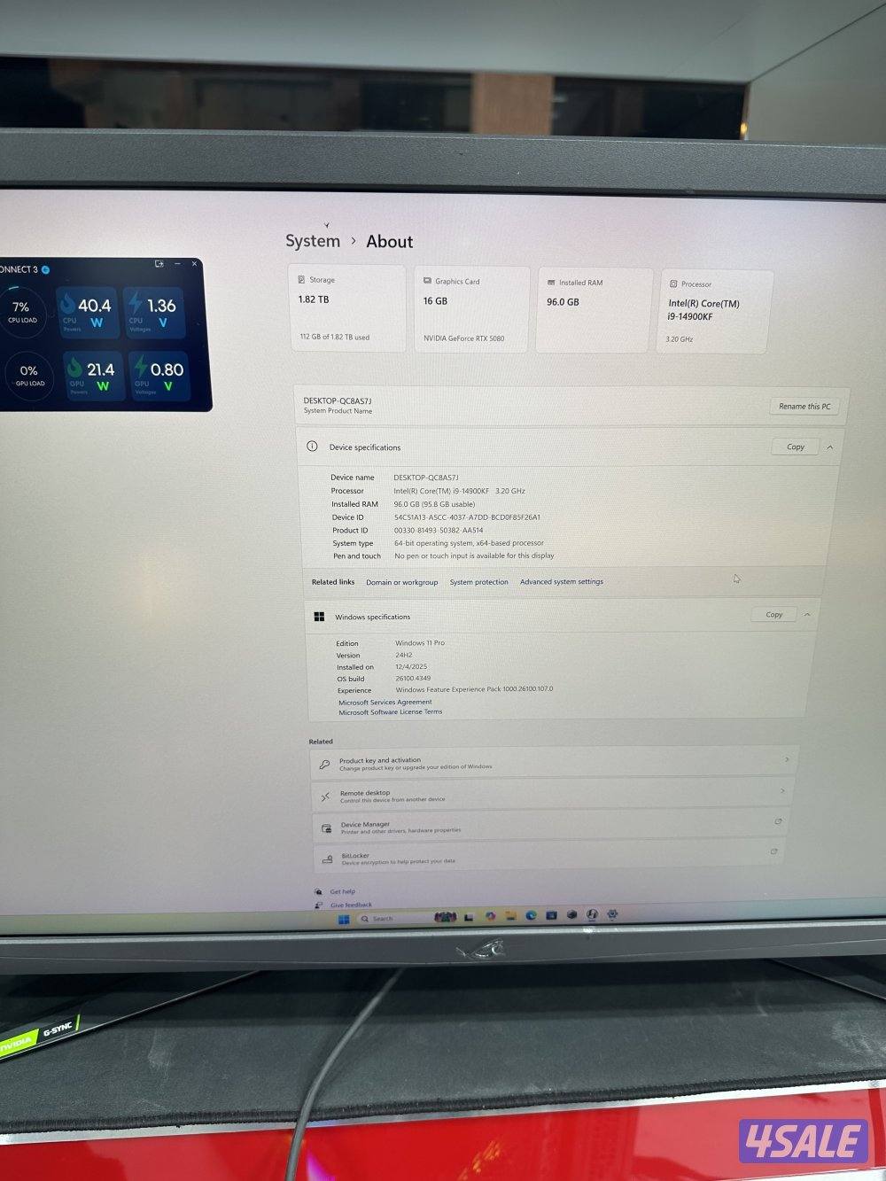 Pc gaming core i9-14900KF 3.20 GHz-96GB Ram-RTX5080-16GB-2TB SSD4