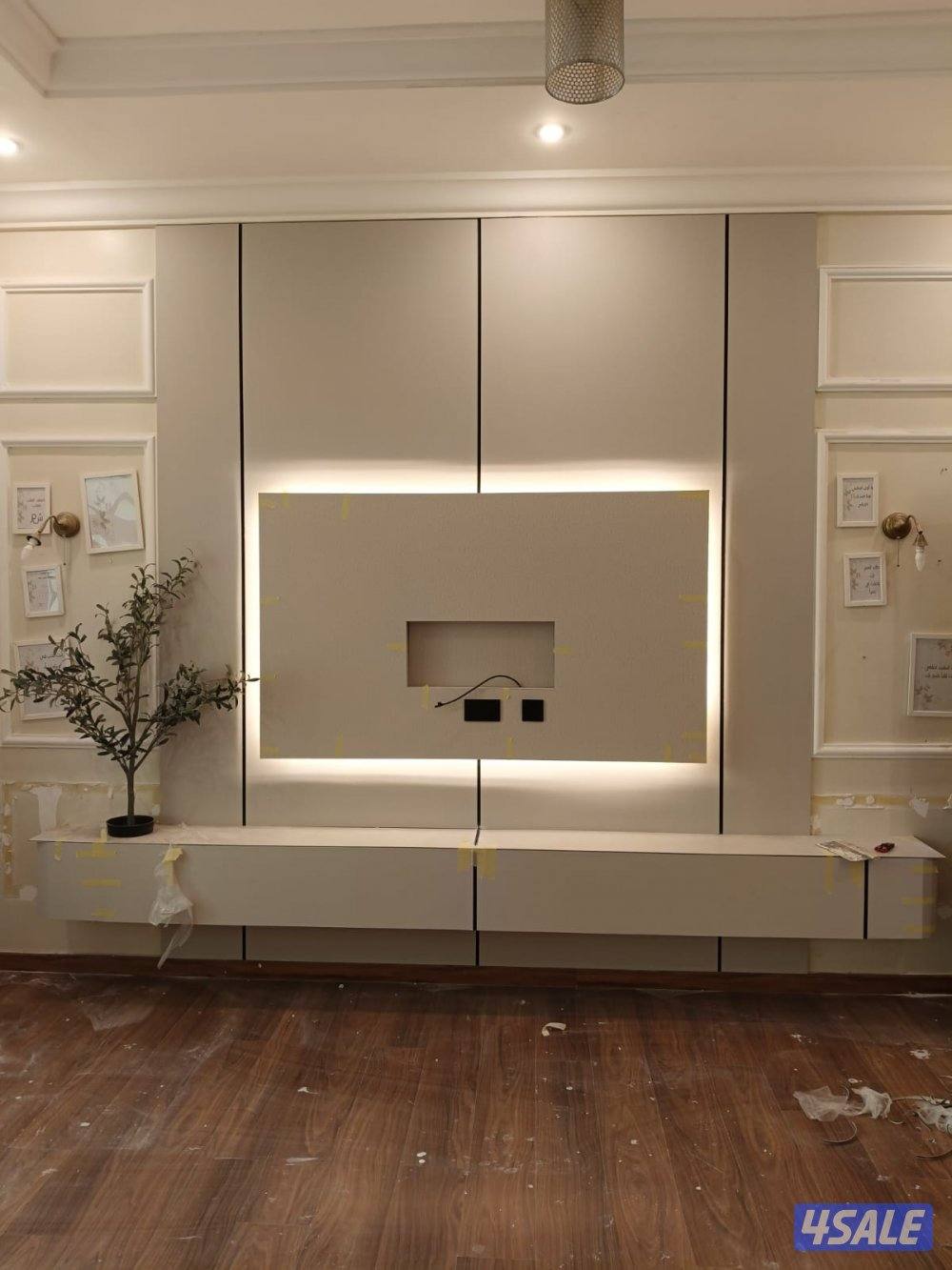 جبس بورر بارتيشن ديكور جبس باب خشب5