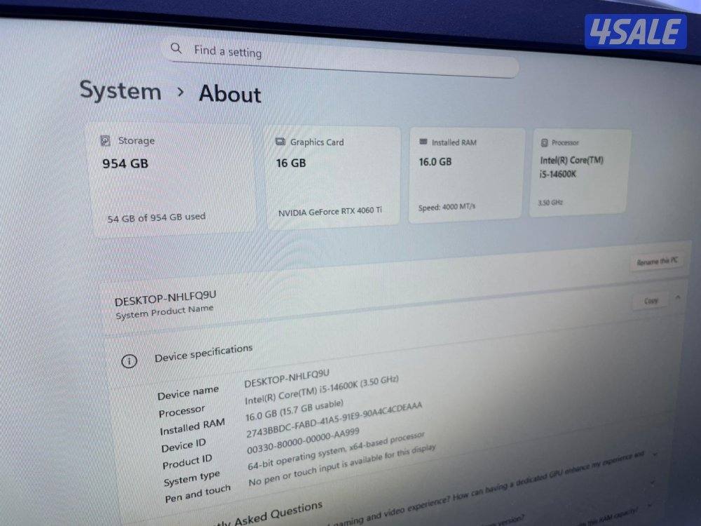 كمبيوتر تجميعة قوية للبيع
Core i5-14600k
  ASUS RTX 4060 Ti 16GB8
