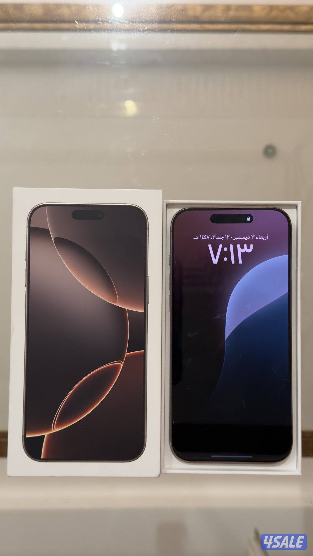 للبيع ابفون 16 برو ماكس 256GB بطارية 94% في كفالة لشهر 16