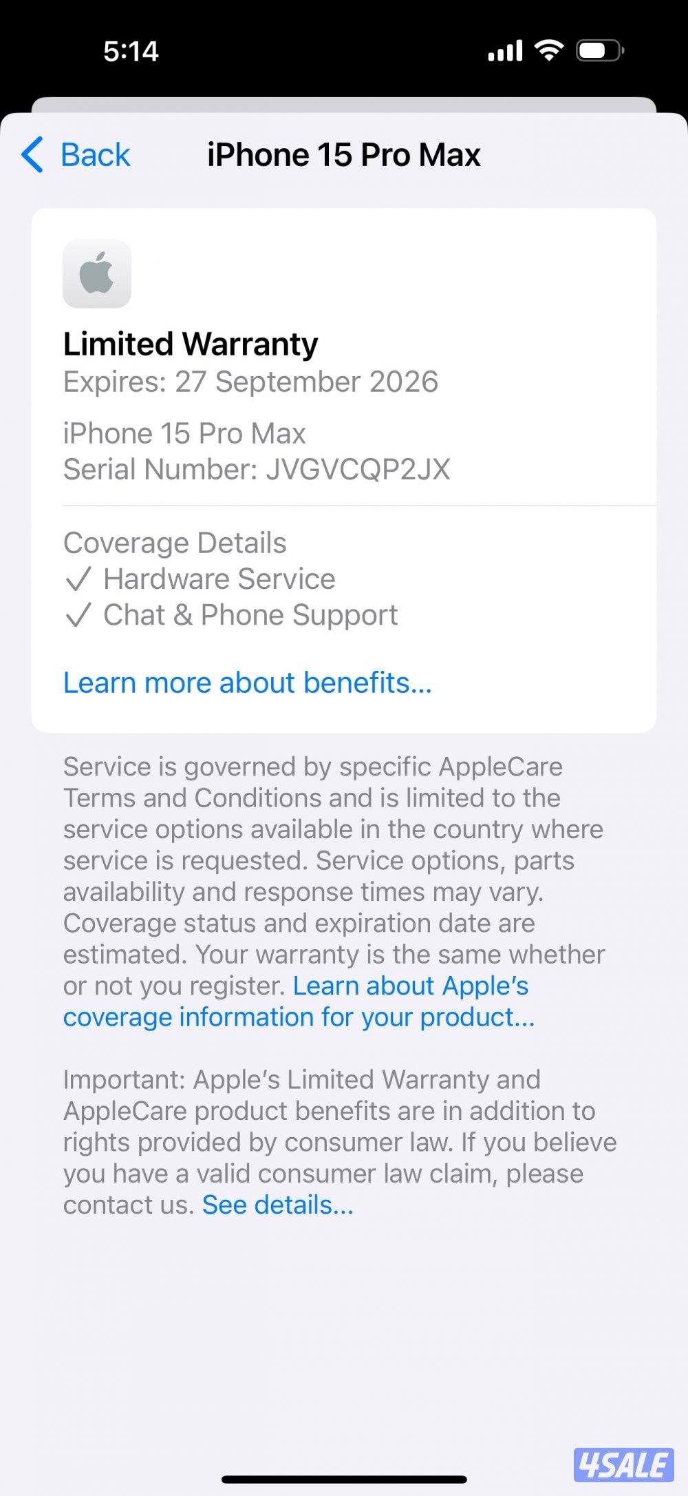 iPhone 15 Pro Max 1TB Black Titanium Used.9