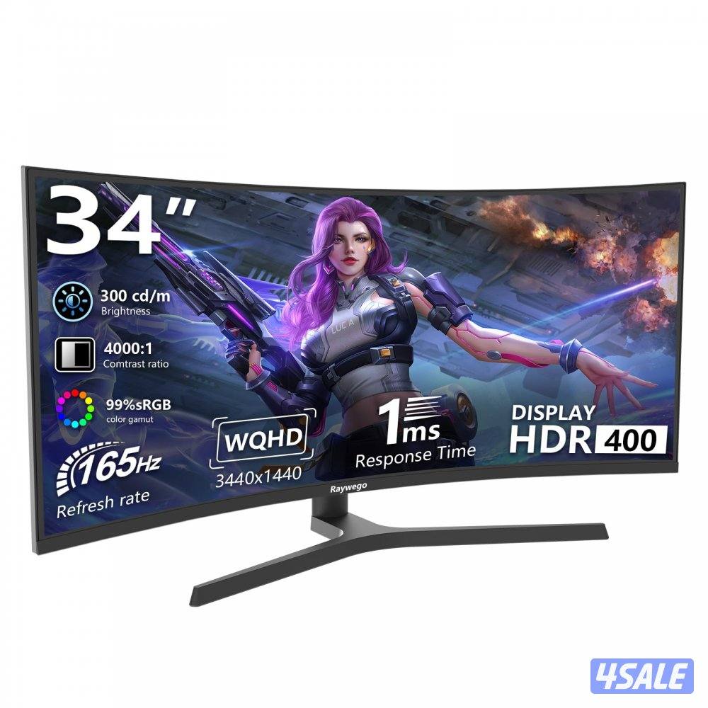 للبيع شاشة كمبيوتر ٣٤ انش Curved مواصفات قيمينق0