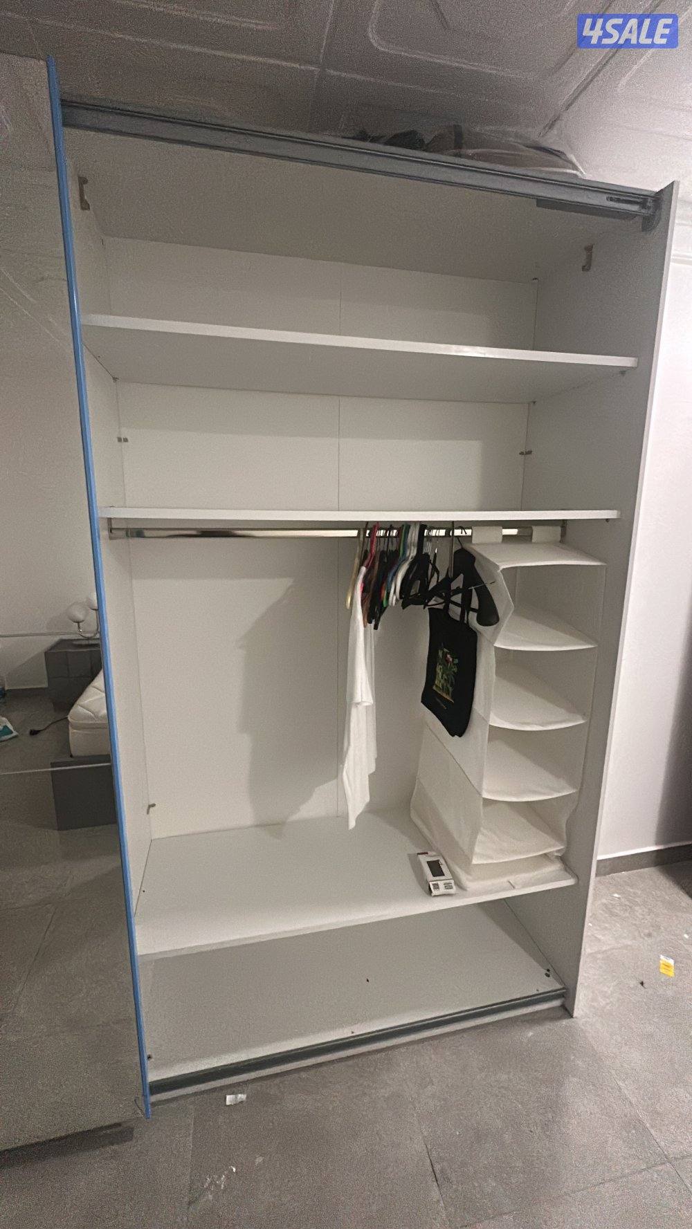 2 Sliding Door Wardrobe White/Dark Grey/Mirror 270 Cm with dresser3