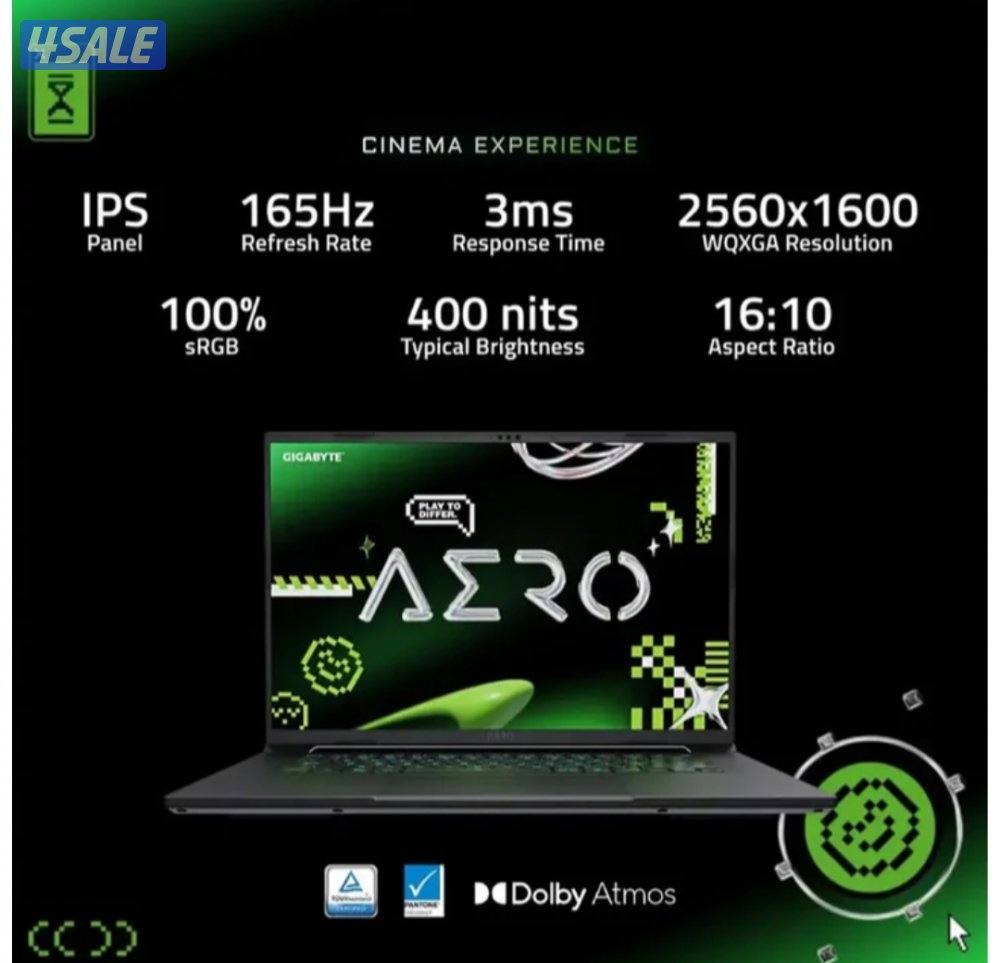 Gigabyte AERO X16, 16" 2.5K 165Hz, RTX 5070, Ryzen AI 72