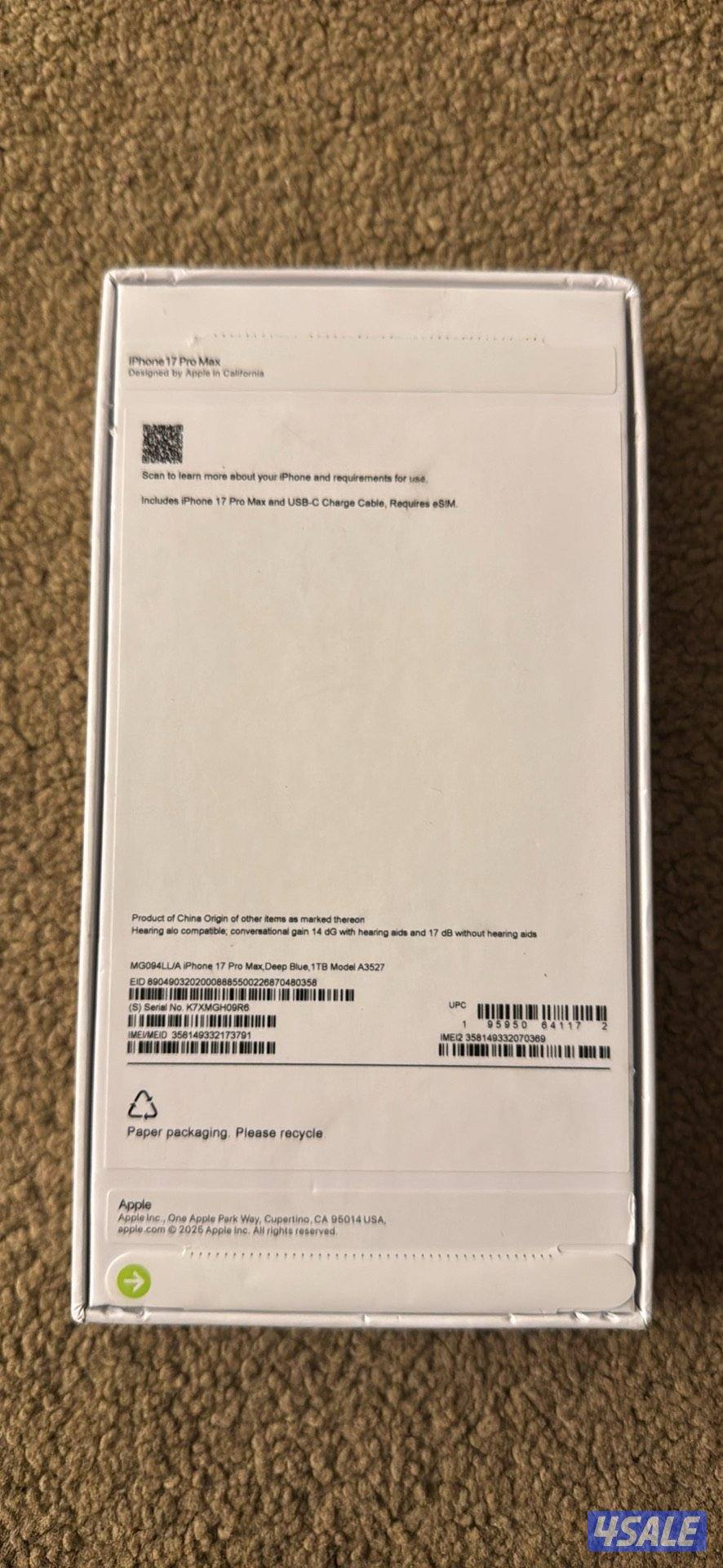 للبيع ايفون برو ماكس 1 تيرا ازرق مستخدم بكرتونه كامل6