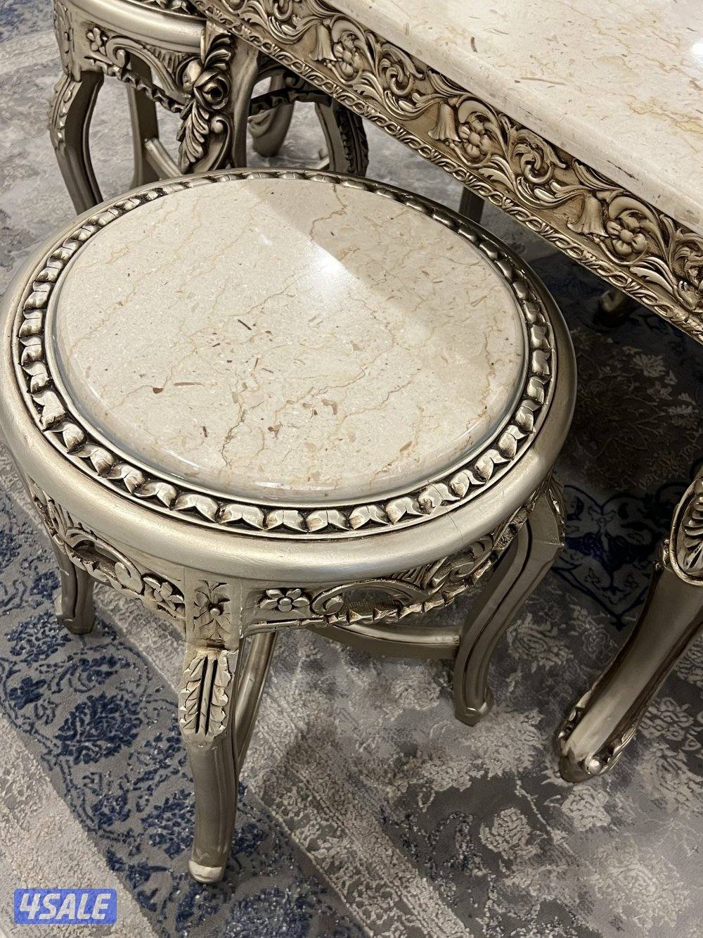 للبيع طاولات خشب زان فاخر مع رخام3