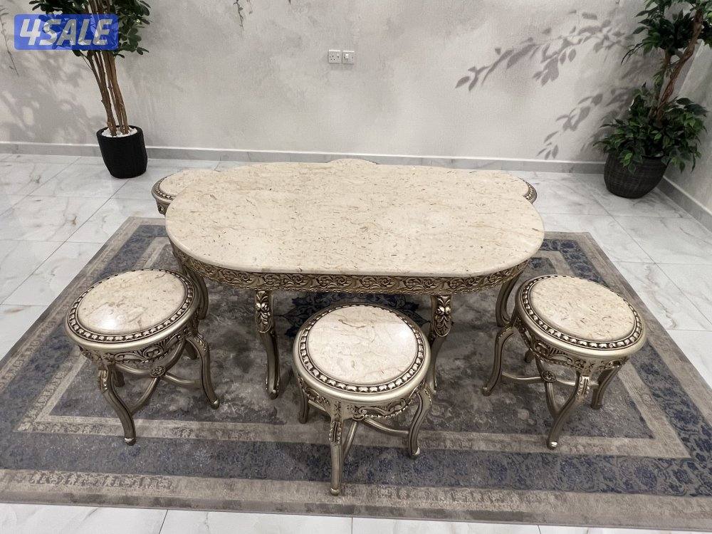 للبيع طاولات خشب زان فاخر مع رخام4