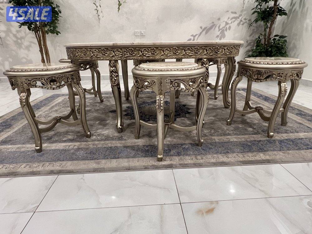 للبيع طاولات خشب زان فاخر مع رخام5