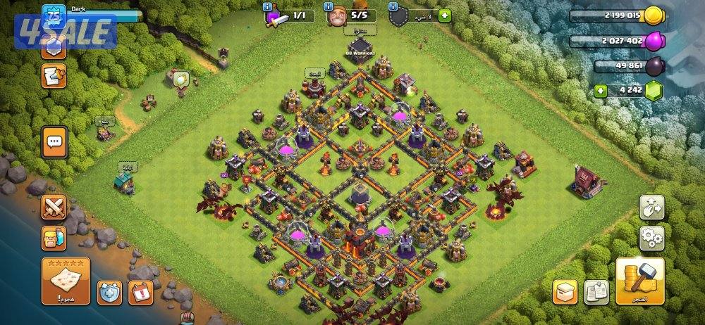 للبيع حسابين كلاش اوف كلانس مع كلان0