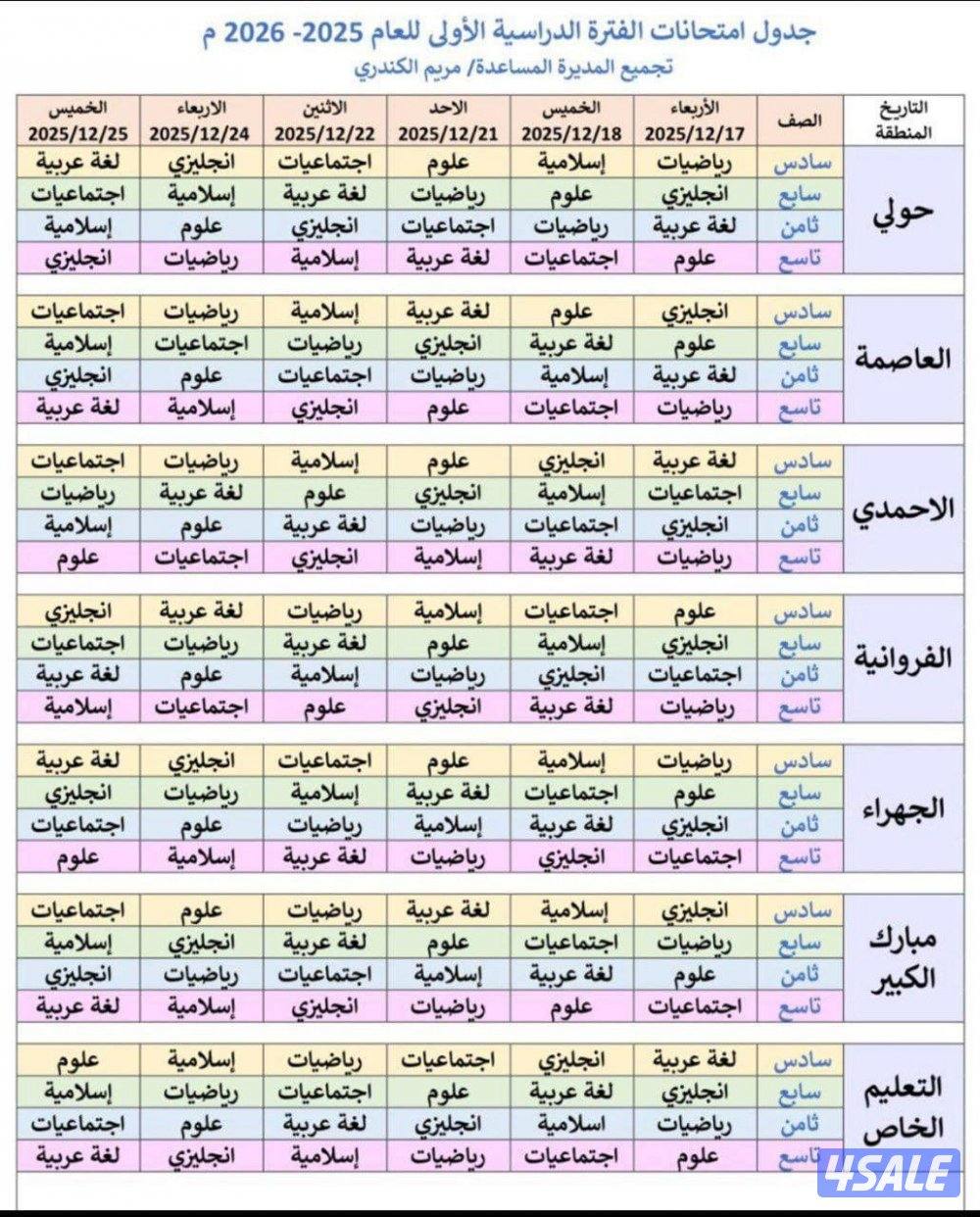 مدرس رياضيات لجميع المناطق0