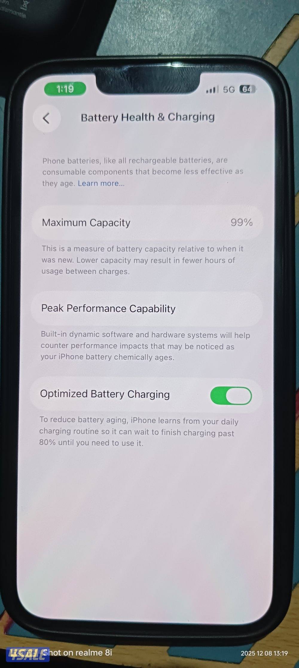 iPhone 13 ,Midnight5G apple  A15 Bionic  99% battery health3