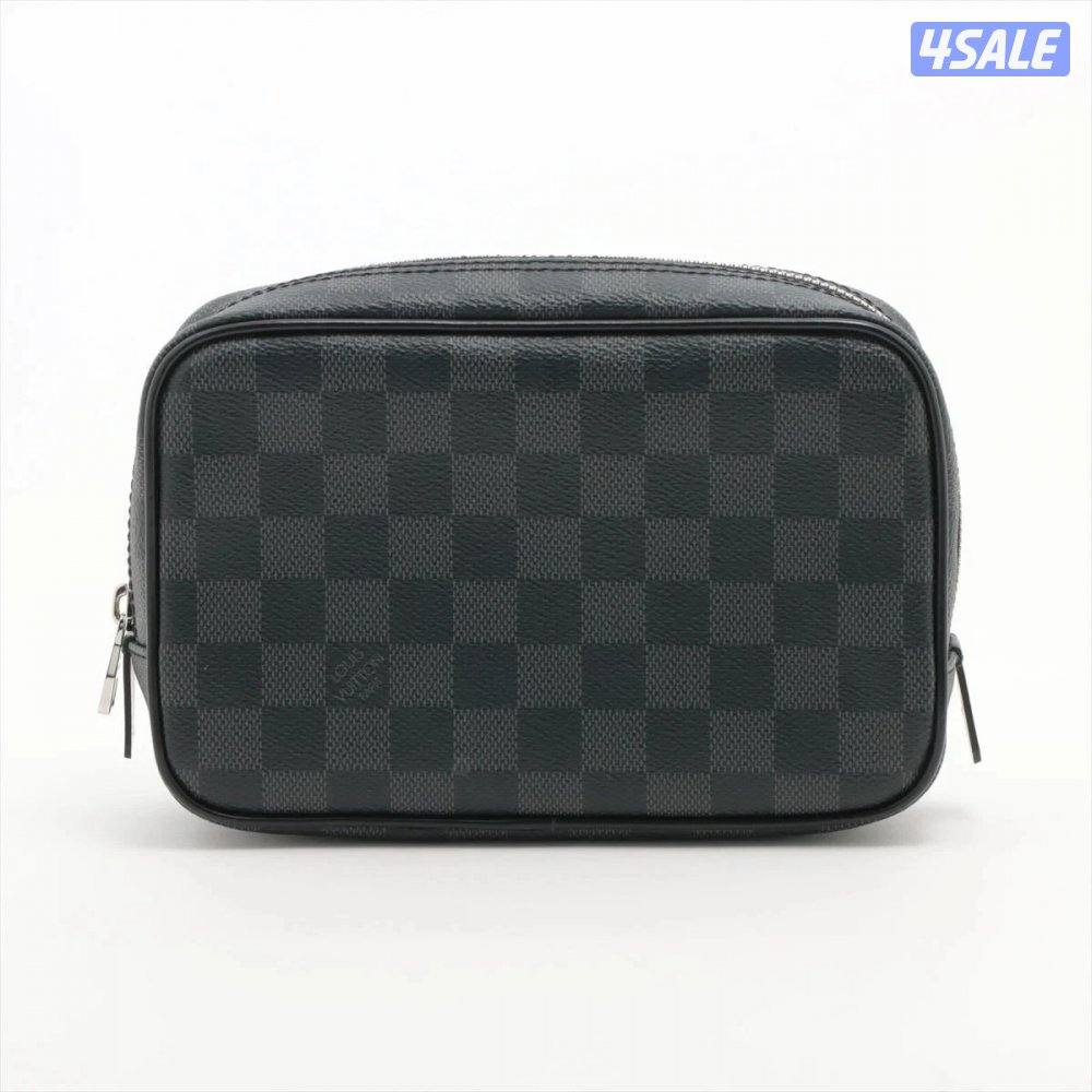 Louis Vuitton LV Trousse Graphite Pouch Black Leather bag0