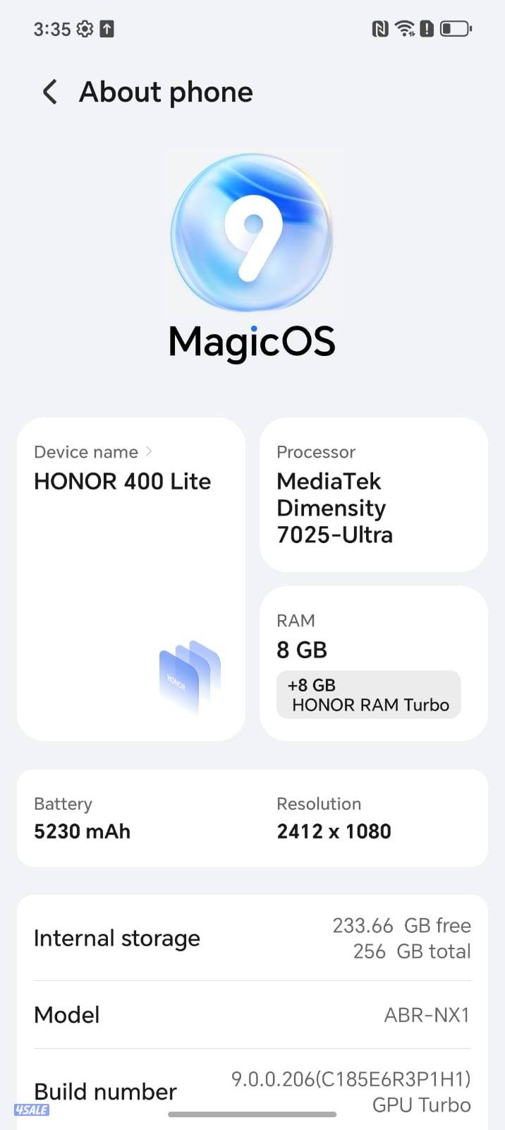 هونر 400 لايت – 256GB – أسود فيلفيت – 8GB رام – Honor 400 Dual SIM1