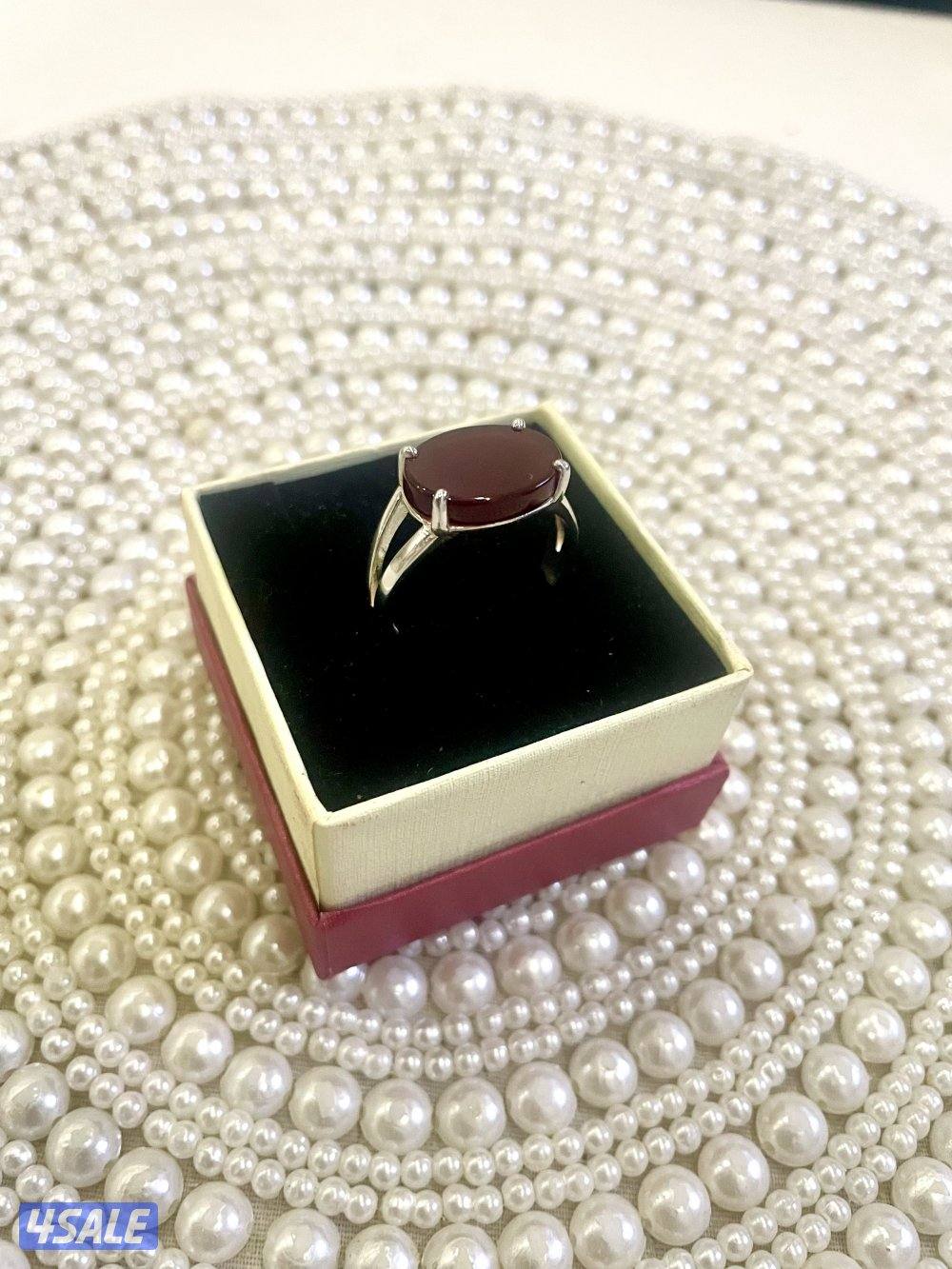 خاتم ٩٢٥ فضة وحجر عقيق2