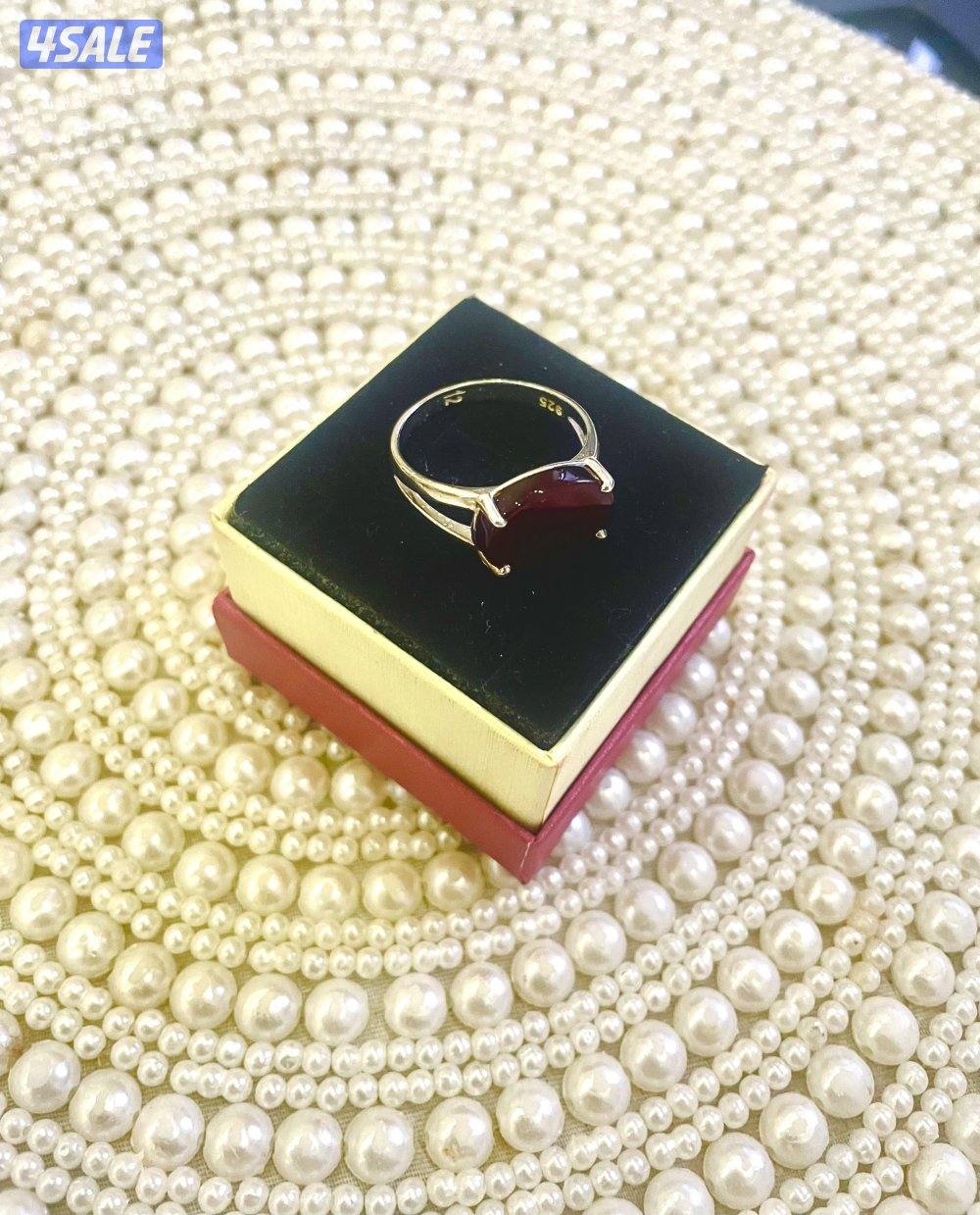 خاتم ٩٢٥ فضة وحجر عقيق3