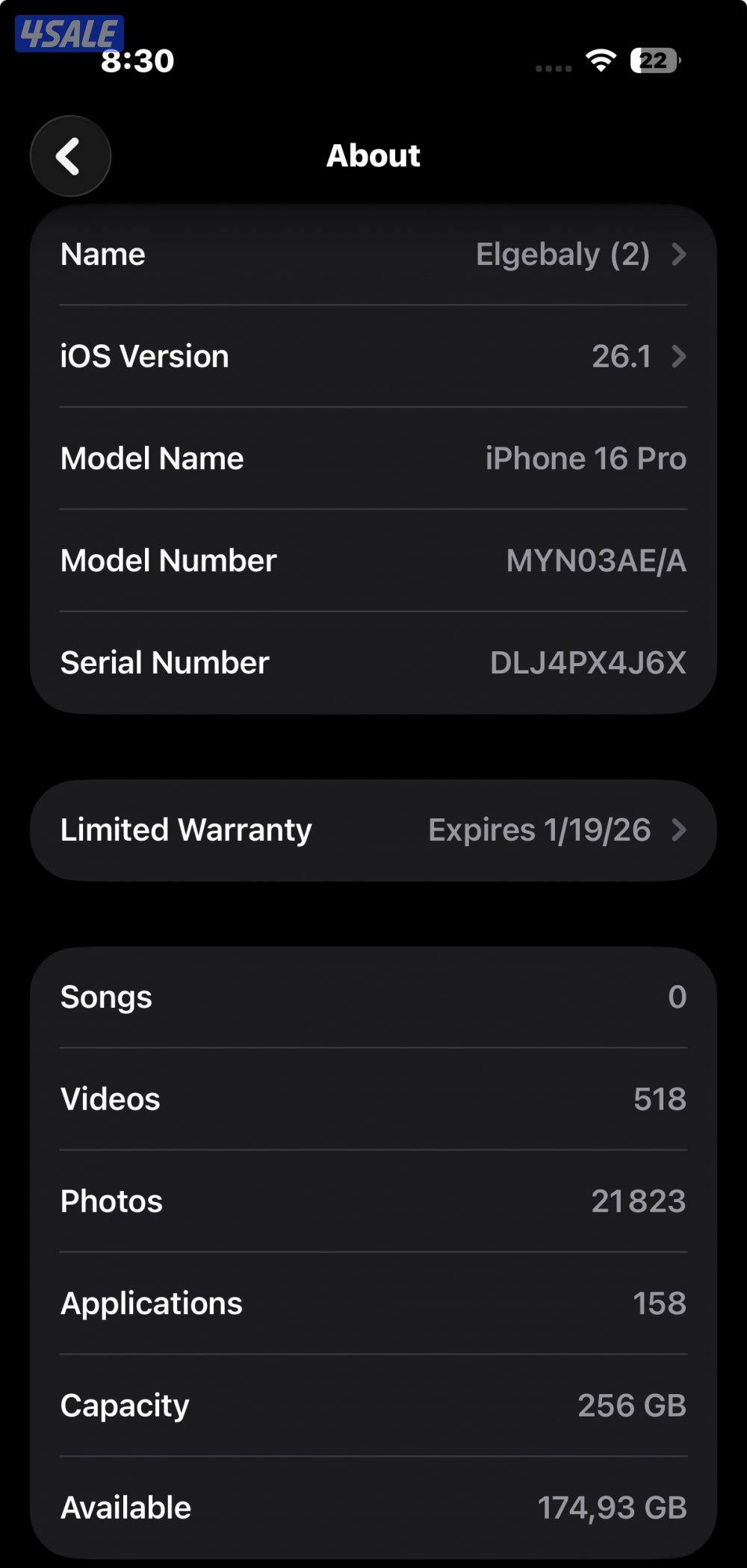 آيفون 16 برو اسود 2565