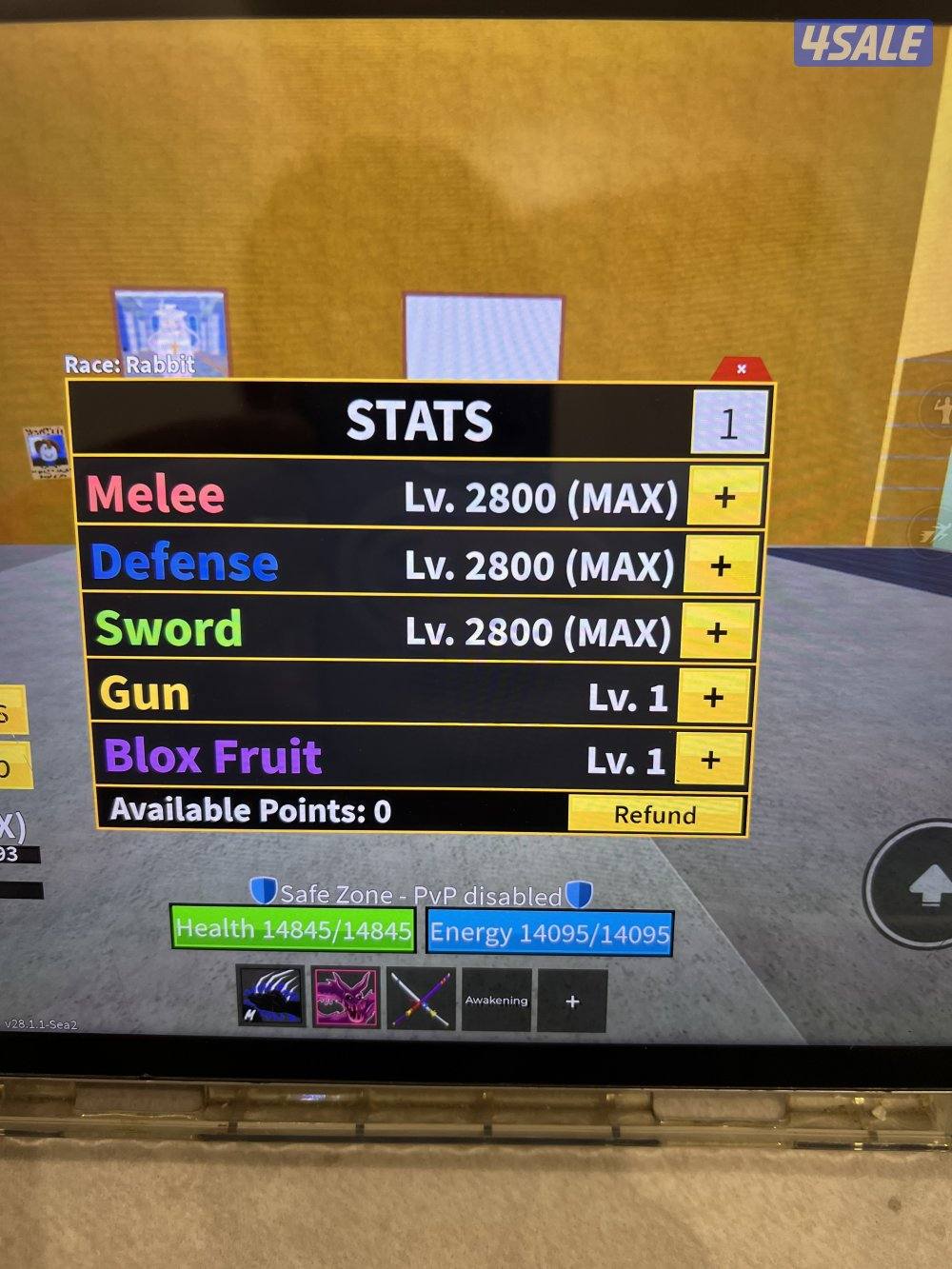 حساب روبلوكس في لعبه بلوكس فروت3