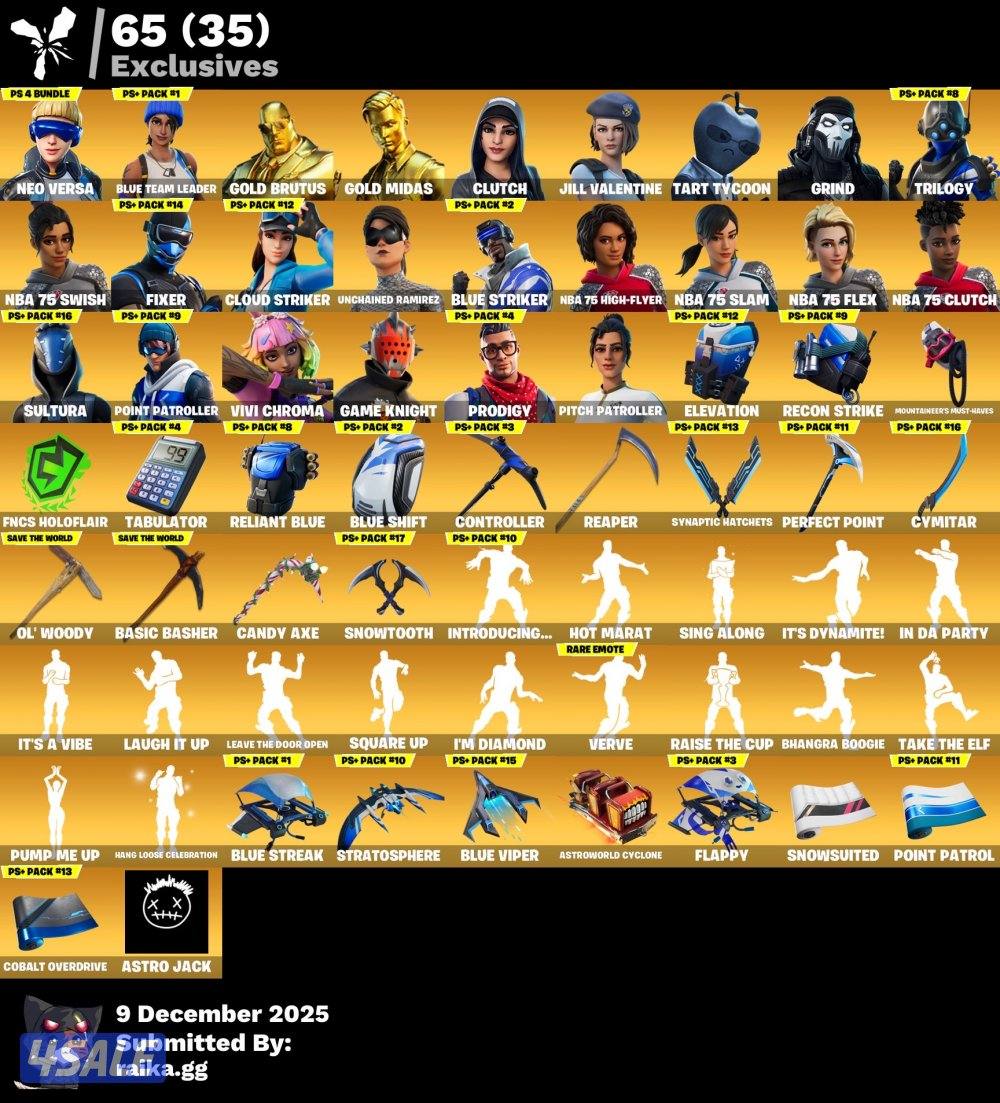 حساب فورت نايت 304 سكن على السوم1