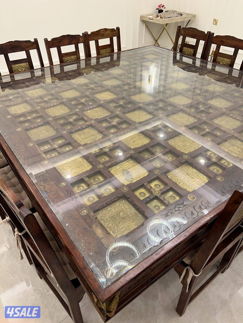 طاوله طعام ڤنتج ديزاين هندي مترين ب مترين ١٢ كرسي2