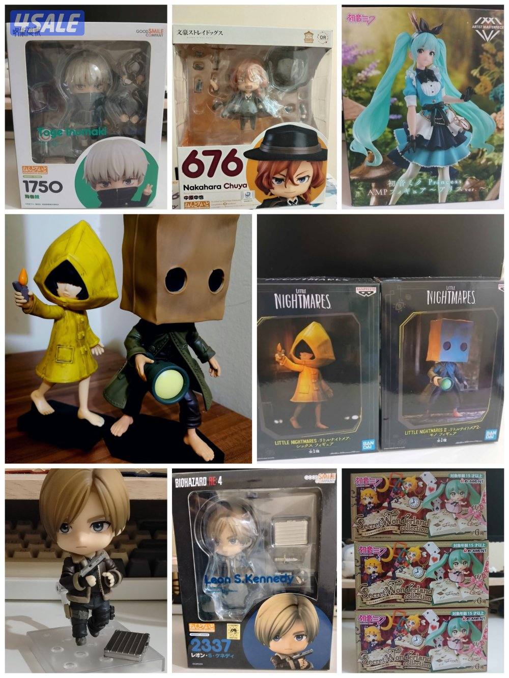 different anime and games figures for sale, starting from 6 KD0
