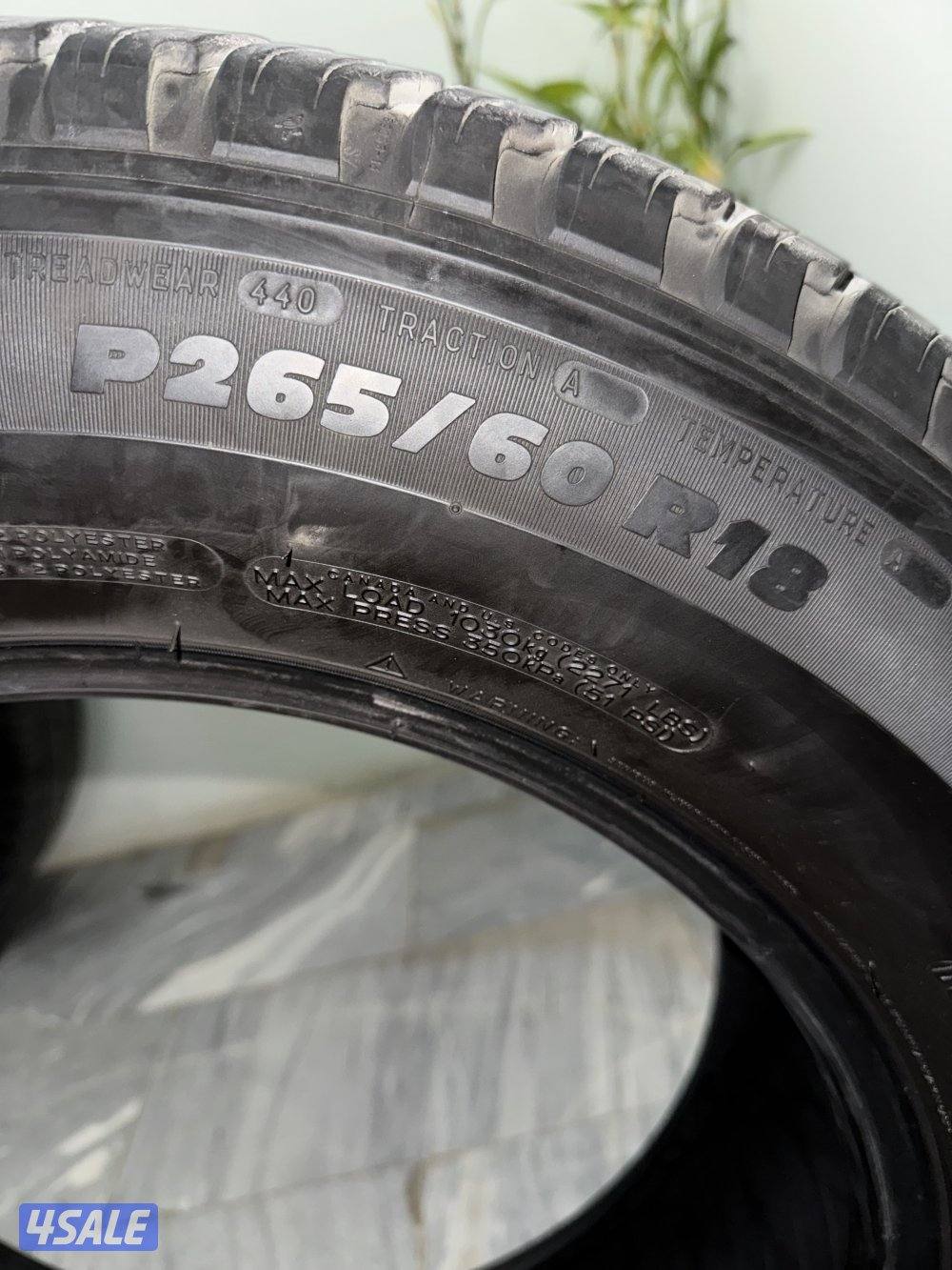 ٤ تواير ميشلان قياس 265 60 R180