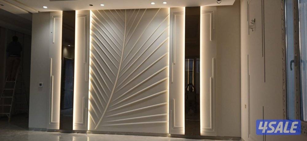 اصباغ وديكورات مودرن حديث صبغ بدون رائحه وديكورات شاشه خلفيه سرير1