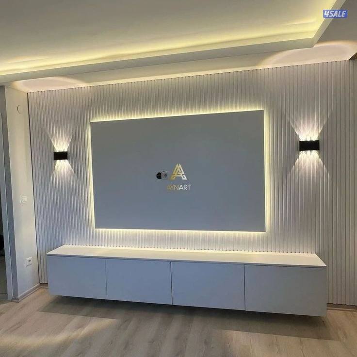 اصباغ وديكورات مودرن حديث صبغ بدون رائحه وديكورات شاشه خلفيه سرير9