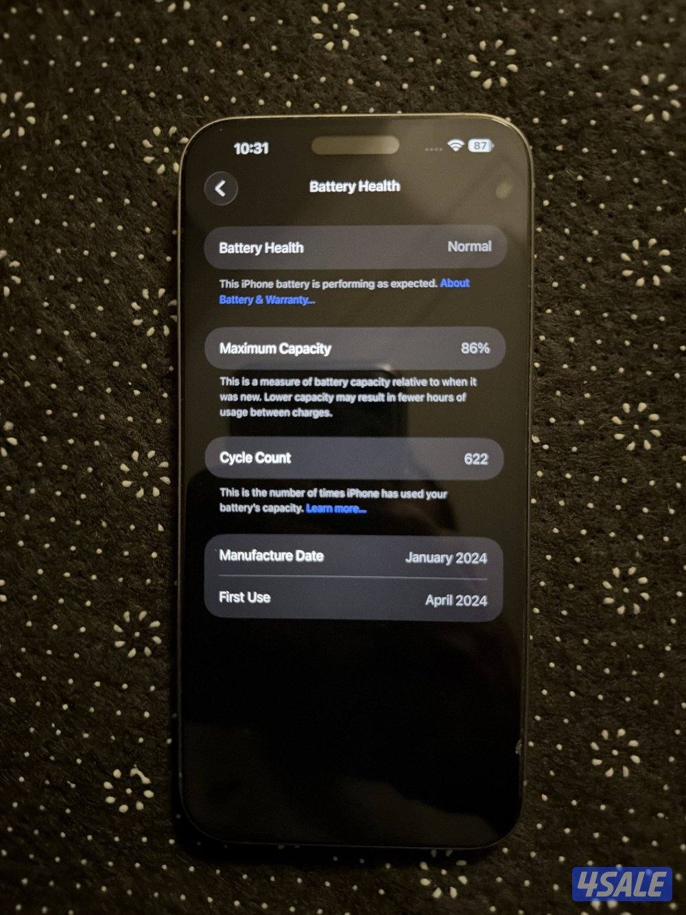 ايفون 15 برو ماكس 256GB تاتينيوم طبيعي مستعمل2