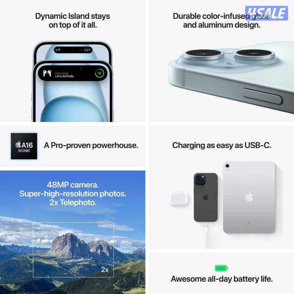 آيفون 15 – 128GB – أسود – 5G – جديد iPhone 15 128GB Black,  5G, Bra2