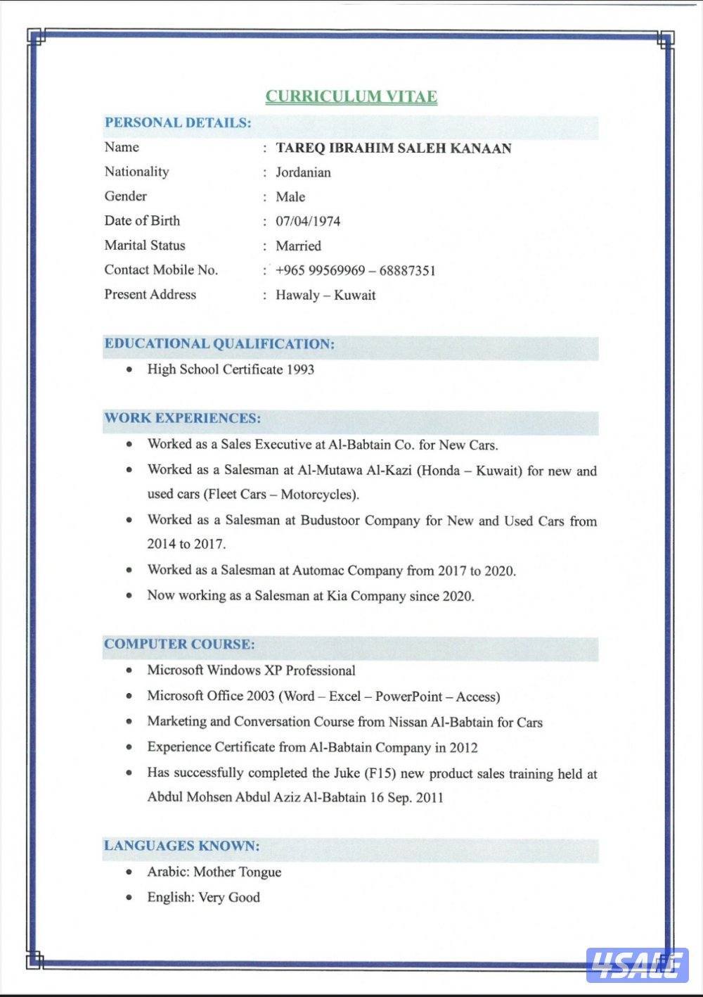 Looking for a job at automotive sales with 20 years of experience0