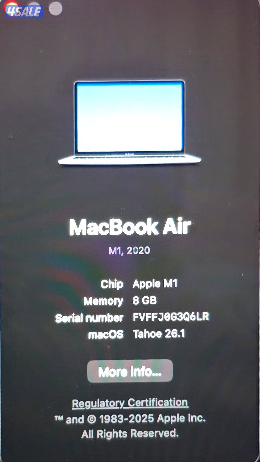 Apple MacBook Air M1, RAM 8GB, 256GB SSD 13.3-
inch3