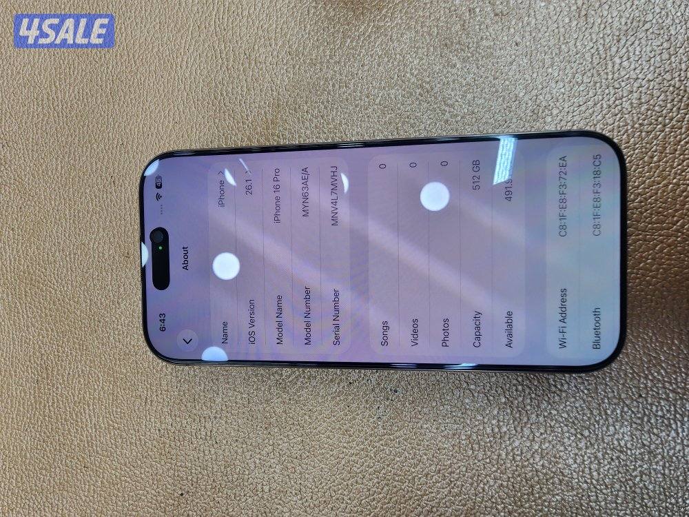 iphone 16 pro 512gb battery 100% 9cycle count only.7