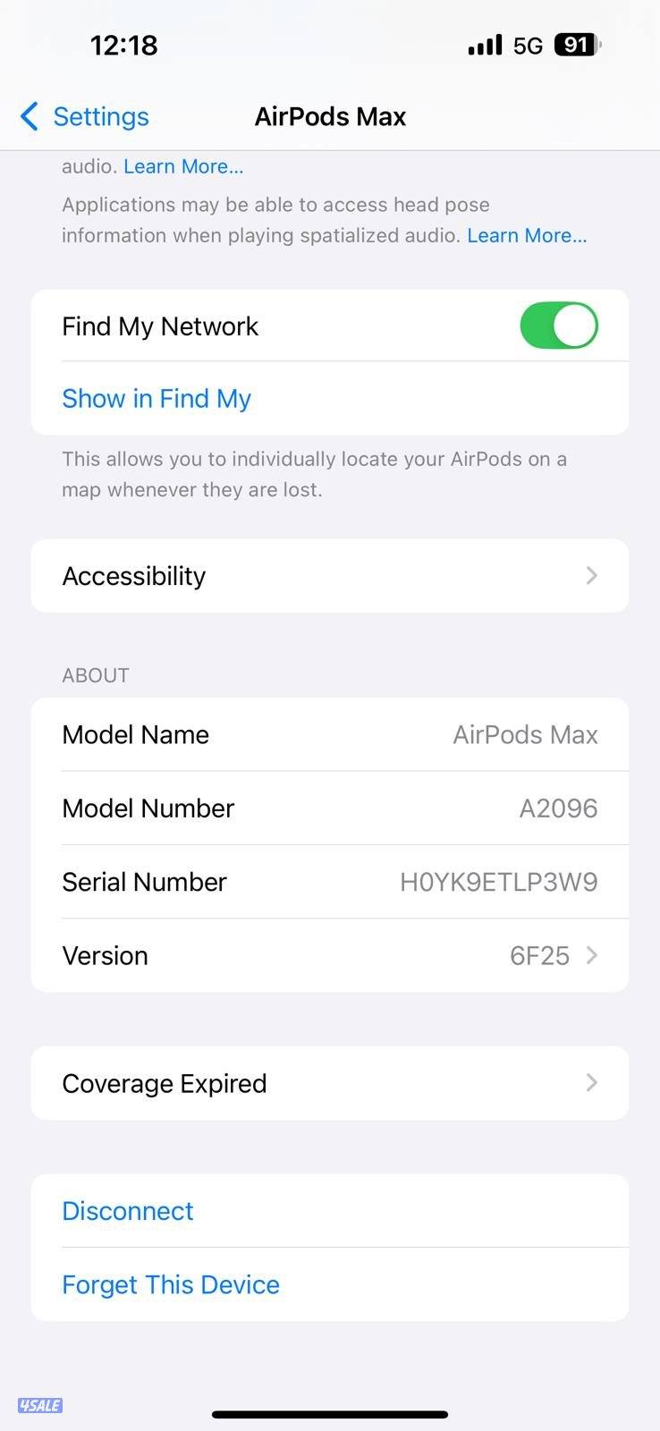 ابل ايربودز ماكس – رمادي مستعملة نظيفة Apple AirPods Max Wireless – G9