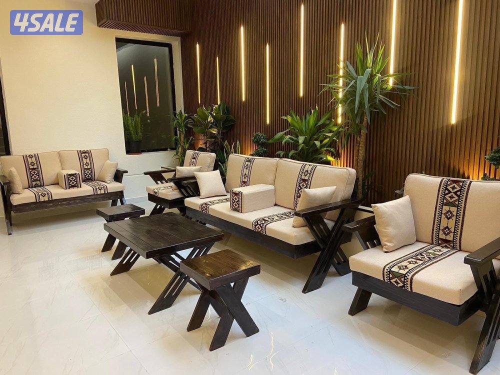 كراسي خارجيه اطقم قعدات خشب سعودي0