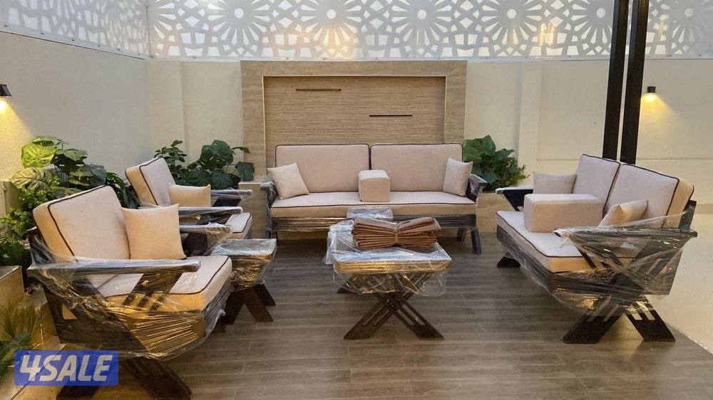 كراسي خارجيه اطقم قعدات خشب سعودي9