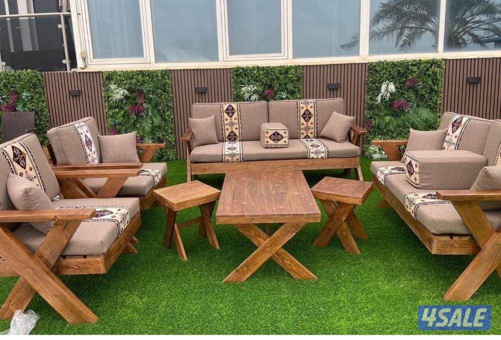 كراسي خارجيه اطقم قعدات خشب سعودي13