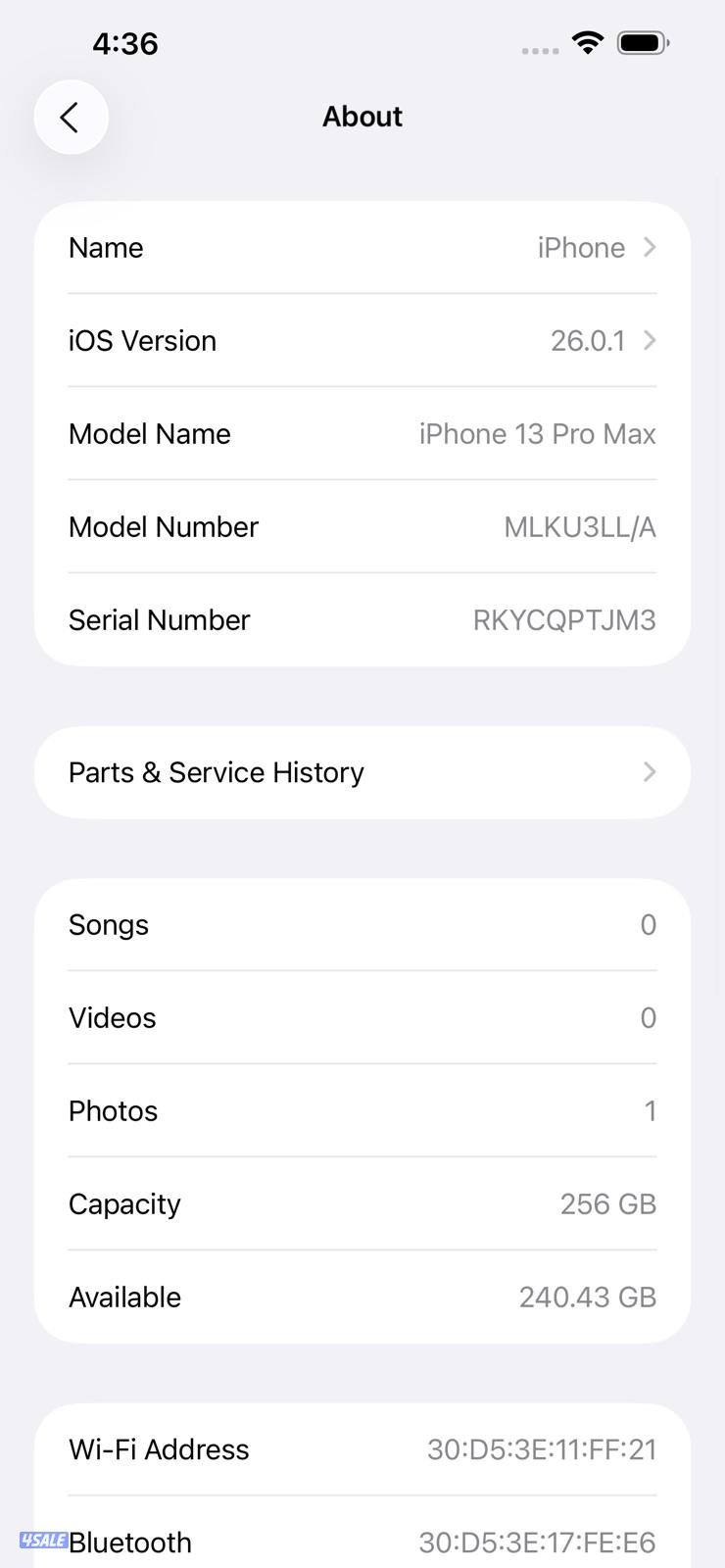 ايفون 13 برو ماكس – 256GB – أبيض – 81٪ iPhone 13 Pro Max 256GB White,7