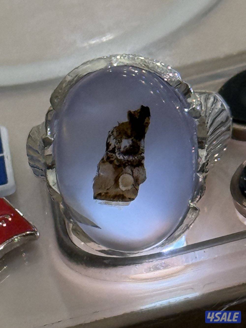 خاتم فضه و فص عقيق مصور عجوز على السوم2