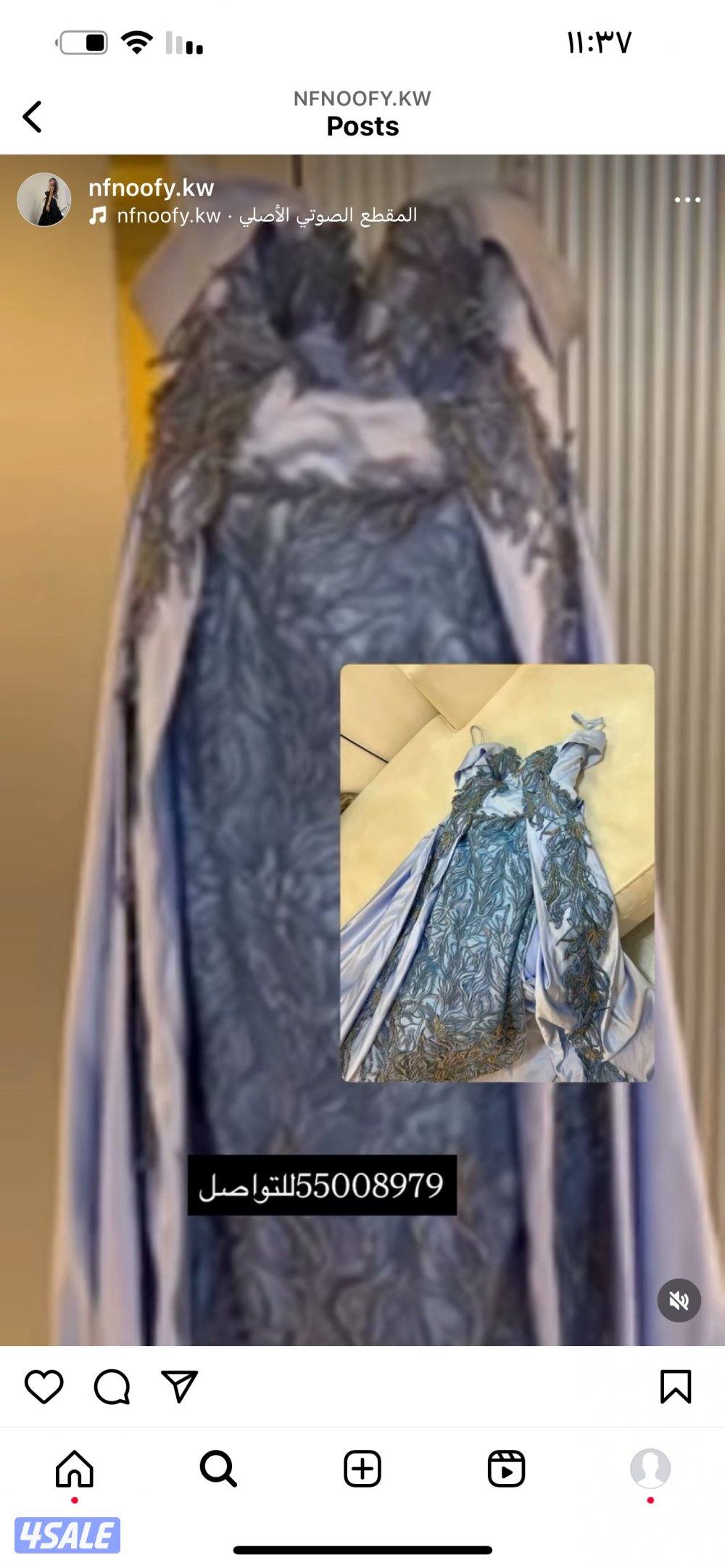 فستان سماوي شغل مصمم خاص راقي بالبس0