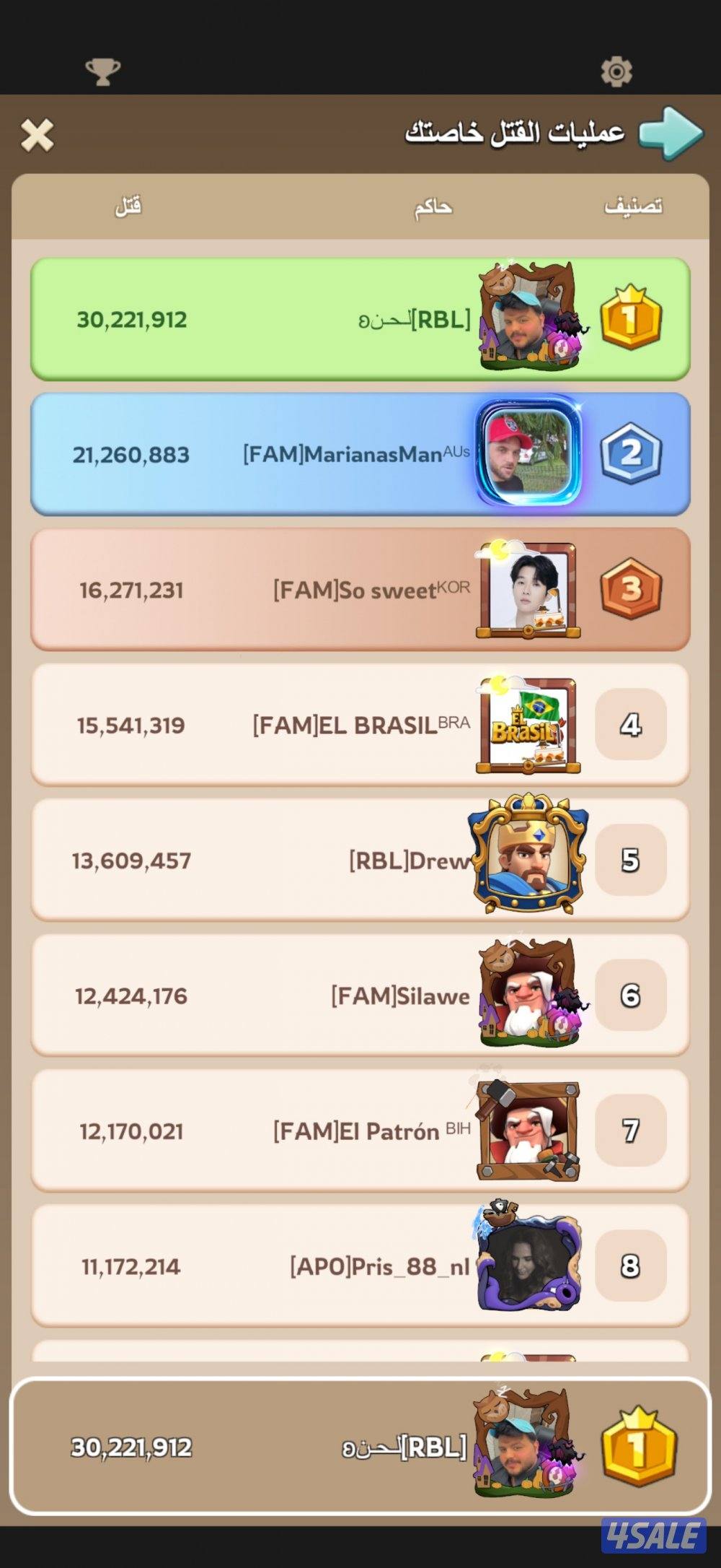 للبيع حساب ملوك البقاء كينغ شوت5