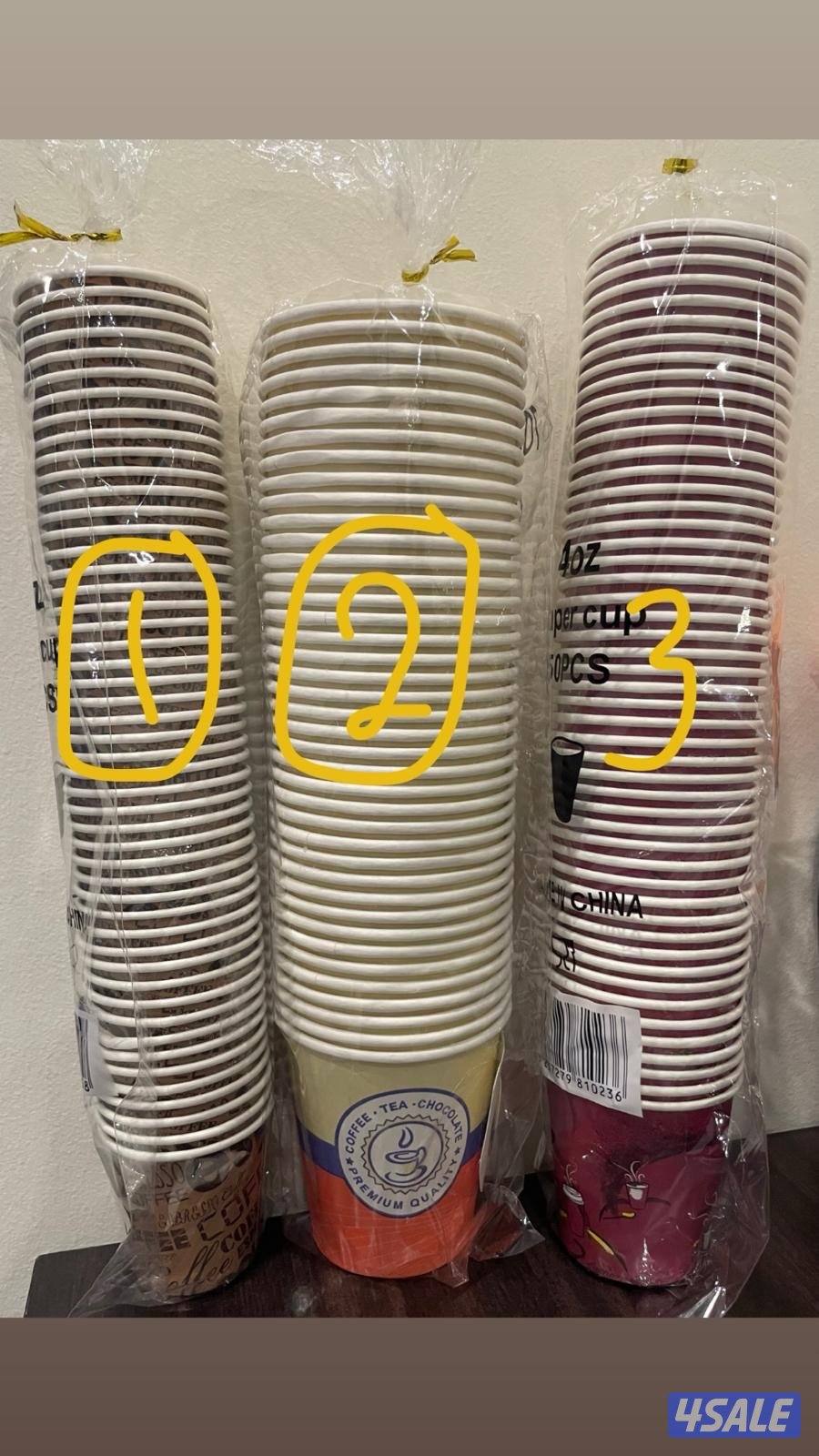 اكواب ورقية ثلاث احجام متوفرة حجم 7oz + 4oz +2.5oz اسعار ممتازة0