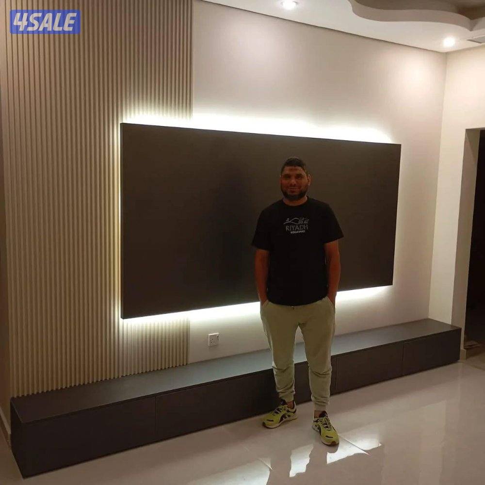 مكتبة تلفزيون بالاضاءة خشب ملامين6