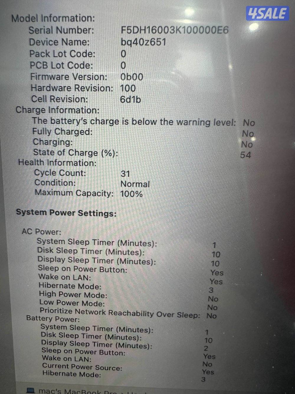 MacBook Pro m3 max- 128GB raam -4TB SSD cycle 31 battery 100%1