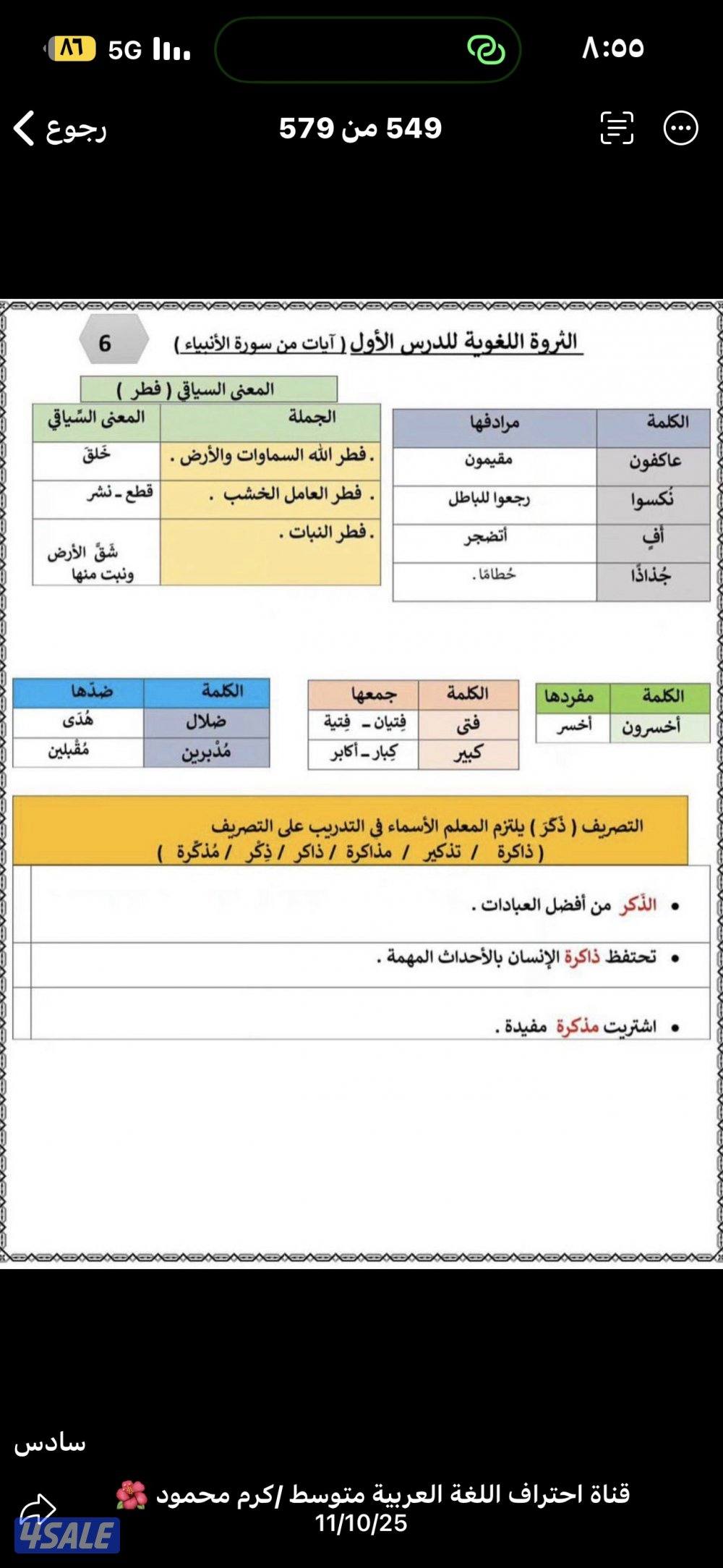 مدرس أول لغه عربيه جميع المراحل التعليمية ابتدائي و متوسط وثانوي خب11