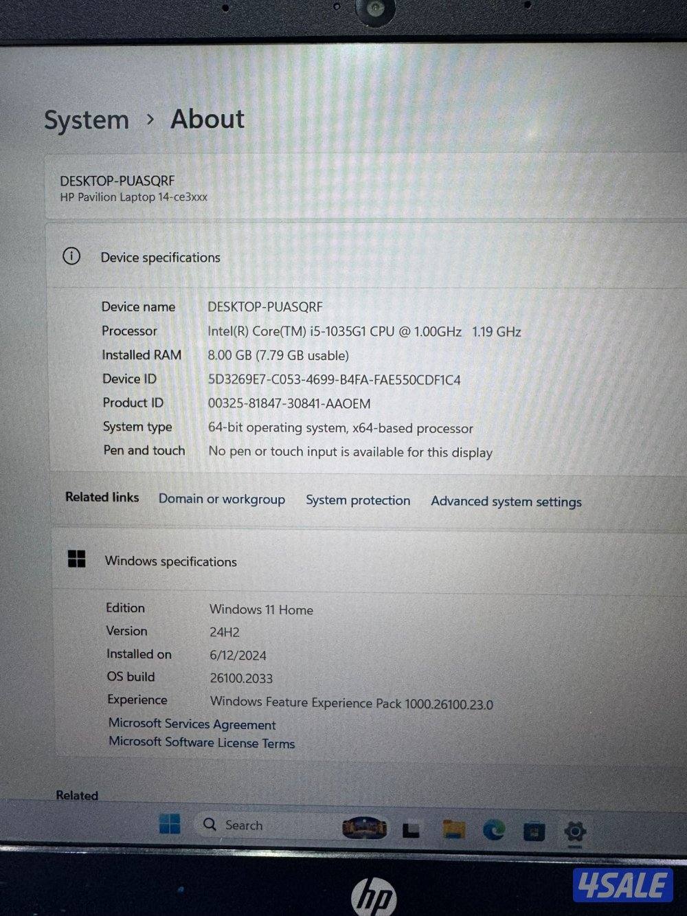Hp intel i5 10Th generat
Ram 8GB
Ssd 512 GB M.2 
Nvdia 2GB MX 130
Scre8