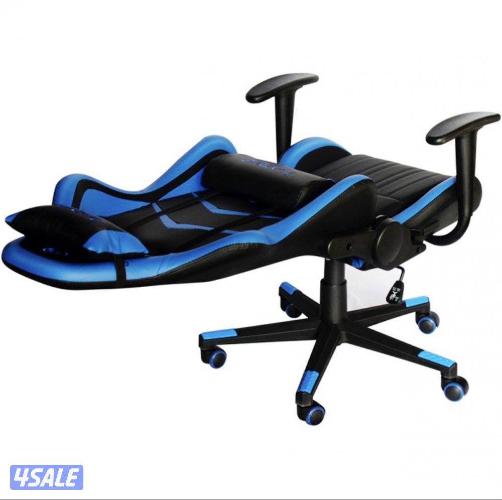 كرسي قيمينق جديد لون ازرق لم يستخدم بالكرتون اليده مفصليه مع مساج1