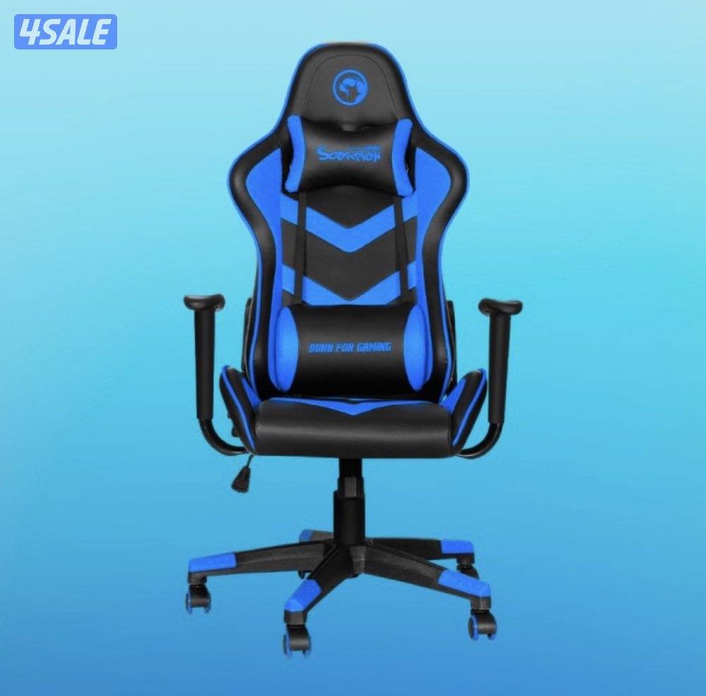 كرسي قيمينق جديد لون ازرق لم يستخدم بالكرتون اليده مفصليه مع مساج2