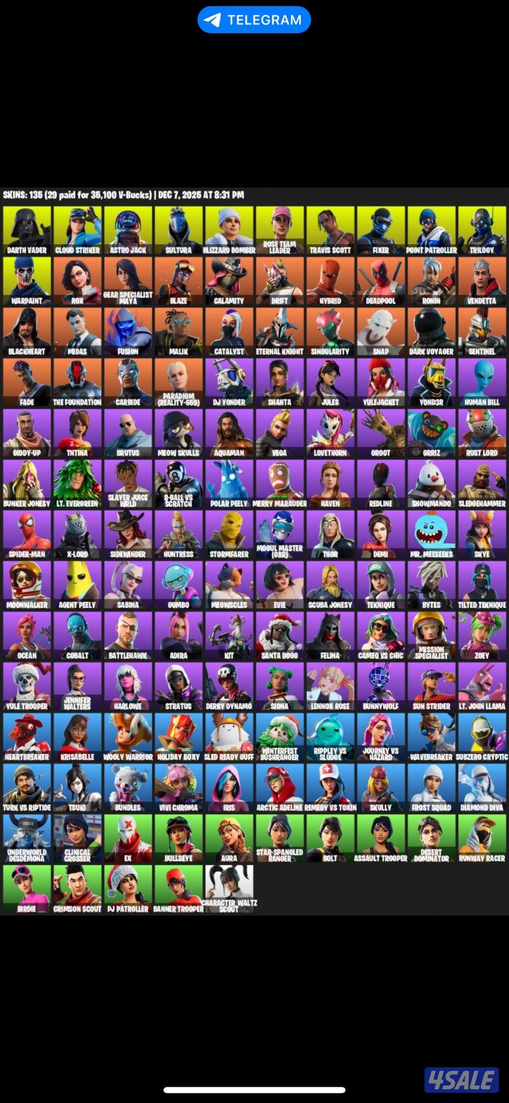 حساب فورت فيه اكس كريتوس و تك ذا ال و ضمان مدى0