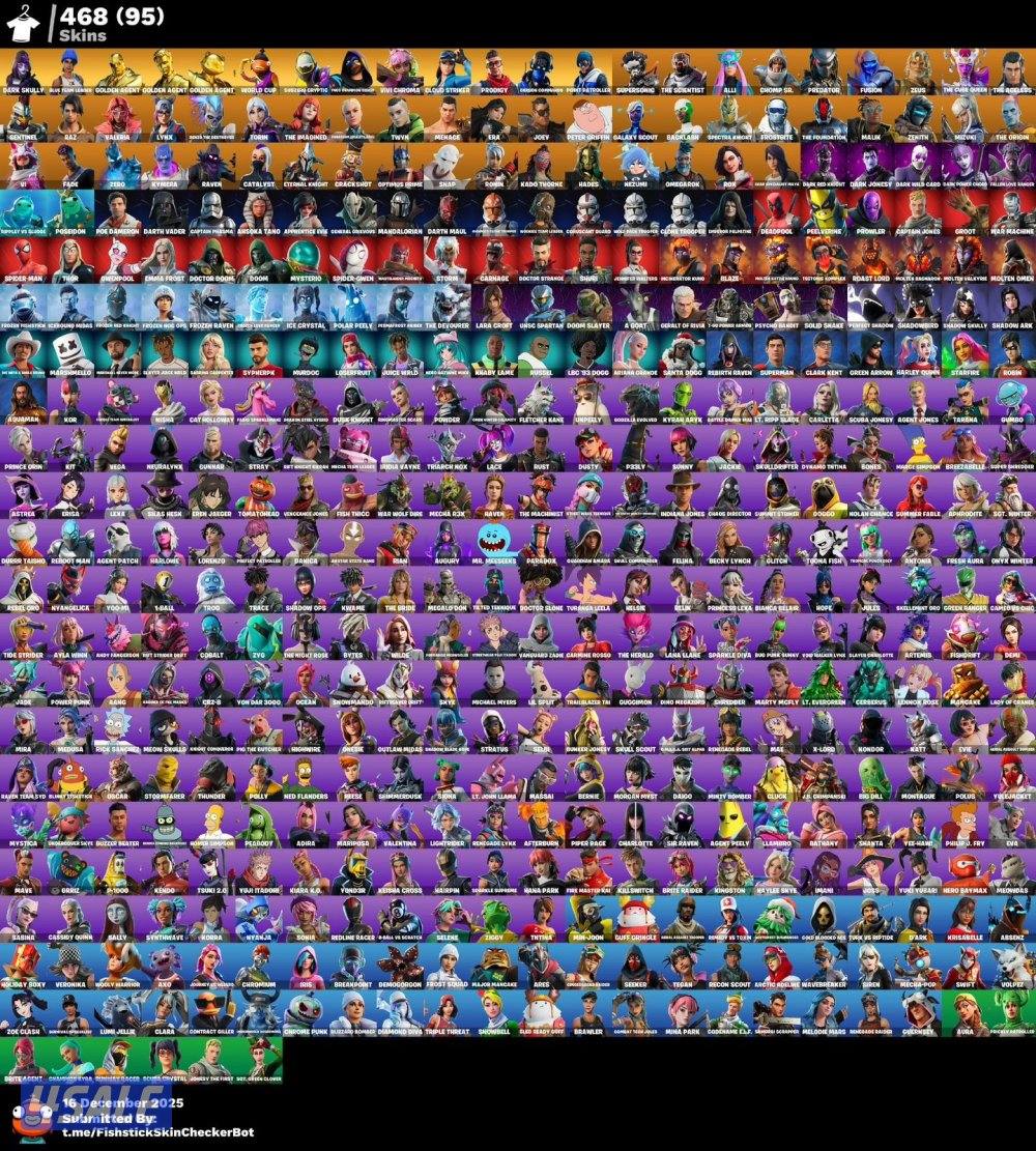 حساب فورت نايت 468 سكن على السوم1